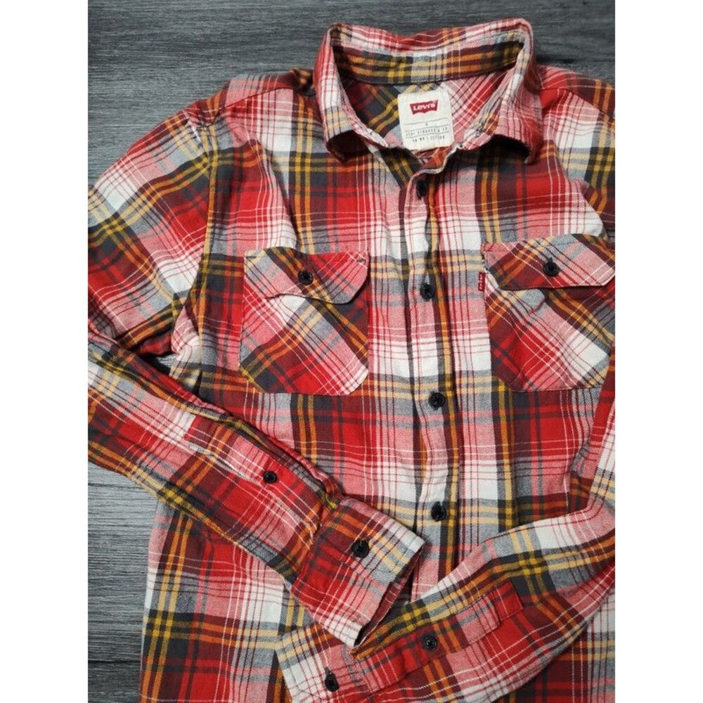 Levi's Strauss Men's Classic Western Plaid Flannel Button Up Shirt long sleeve S
